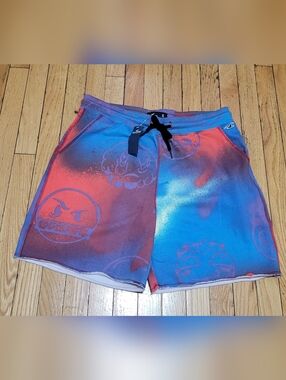 Hollister Men's Colorblock Red & Blue Drawstring Shorts